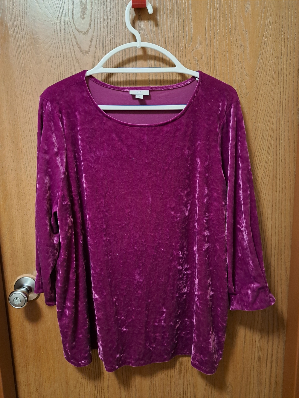 J. Jill Crushed Velvet Scoop Neck Tunic - Plum